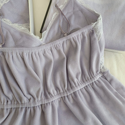 Cream Lace Lounge Set / Lavender Lace Lounge Set