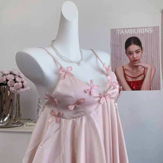 Pink Satin Bow Sleepwear Set