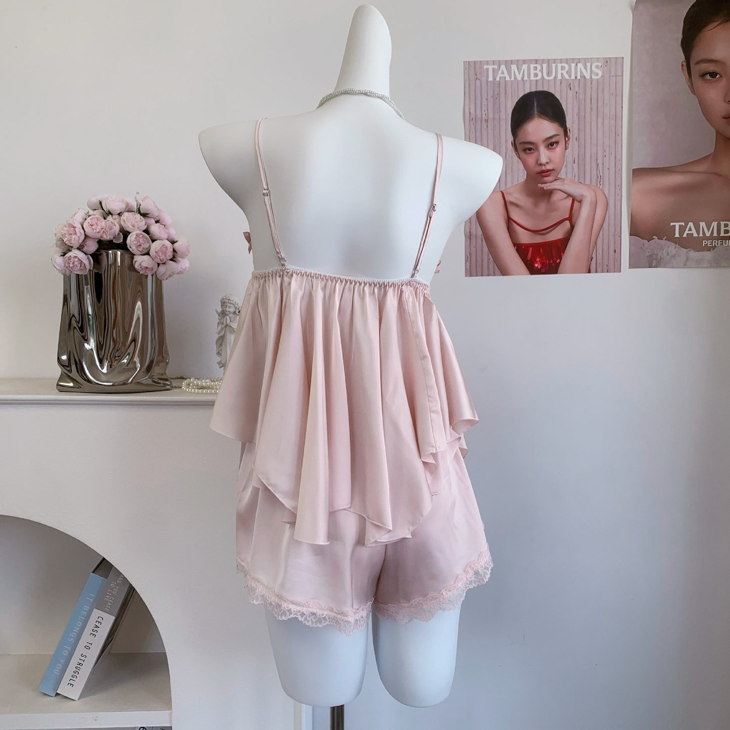 Pink Satin Bow Sleepwear Set