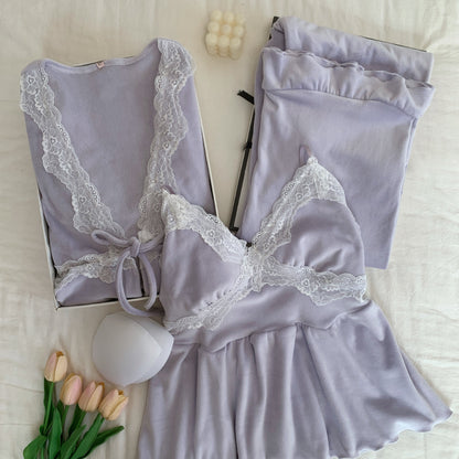 Cream Lace Lounge Set / Lavender Lace Lounge Set