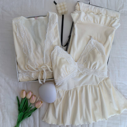 Cream Lace Lounge Set / Lavender Lace Lounge Set