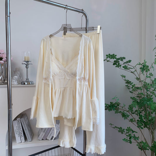 Cream Lace Lounge Set / Lavender Lace Lounge Set