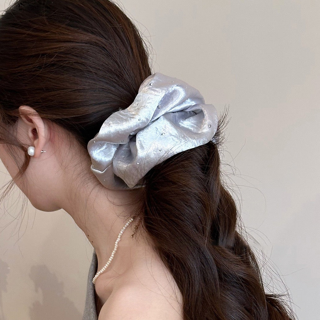 Luna Luxe Rhinestone Satin Scrunchie