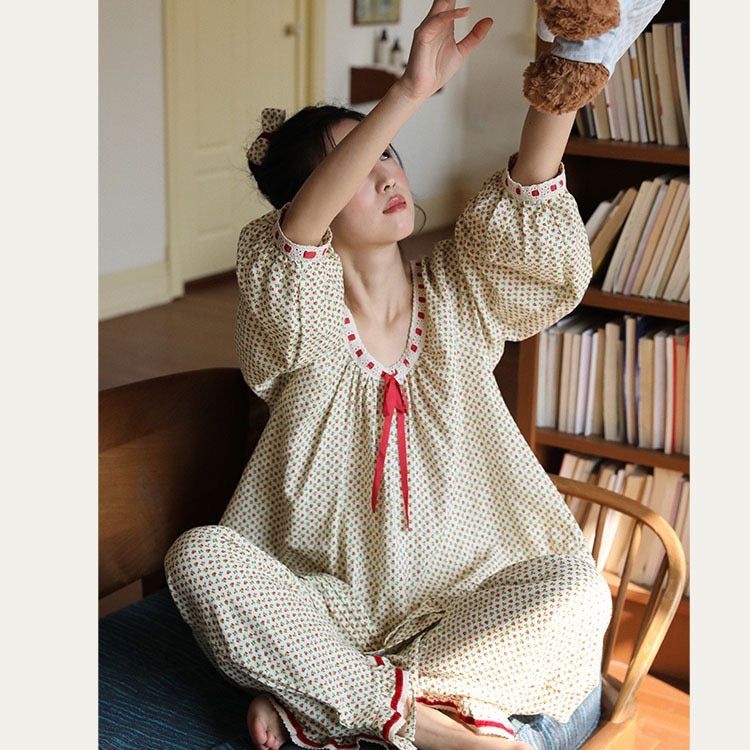 Vintage Floral Long Sleeve Pajama Set